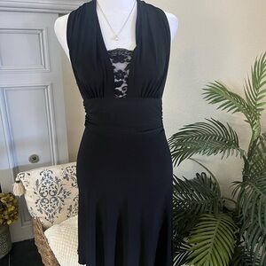 Vintage Y2K Asymmetrical Hi Lo Black Halter Cocktail Dress S